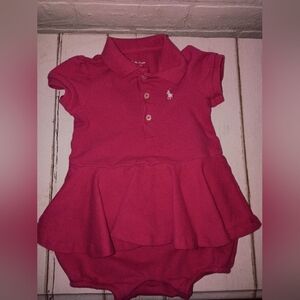 Ralph Lauren Fuchsia Polo Peplum Baby Romper